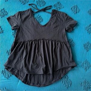 SO Black Short Sleeve Peplum Top